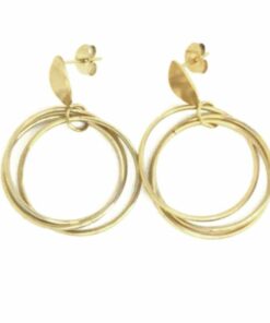 Boucle d'oreille acier couleur or trio de cercle
