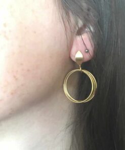 Boucle d'oreille acier couleur or trio de cercle