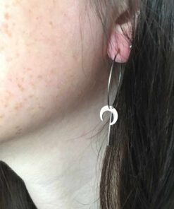 Boucle d'oreille acier créole lune
