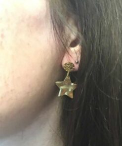 Boucle d'oreille acier étoile couleur or bis