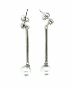Boucle d'oreille acier perle couleur nacre