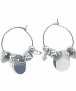 Boucle d'oreille acier ronde de médaillon