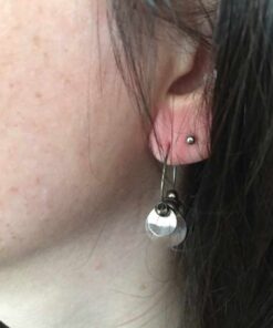 Boucle d'oreille acier ronde de médaillon