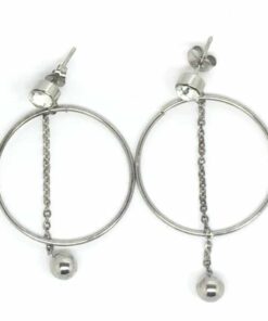 Boucle d'oreille acier ronde et chaine