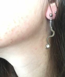 Boucle d'oreille acier serpentin strass