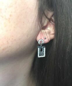 Boucle d'oreille acier strass rectangle bis