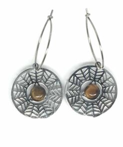 Boucle d'oreille acier toile araignée
