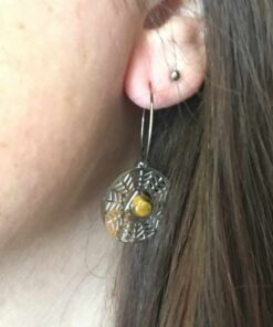 Boucle d'oreille acier toile araignée