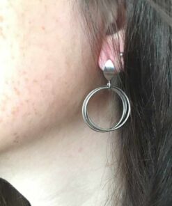 Boucle d'oreille acier trio de cercle