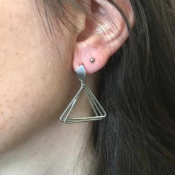 Boucle d'oreille acier trio de triangle