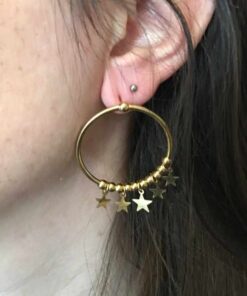 Boucle d'oreilles acier couleur or créole d'étoile