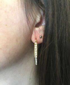 Boucle d'oreilles acier couleur or créole losange strass