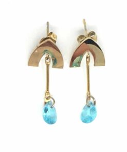 Boucle d'oreilles acier couleur or pierre turquoise
