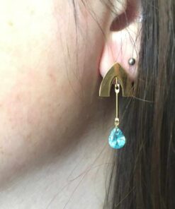 Boucle d'oreilles acier couleur or pierre turquoise