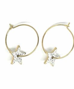 Boucle d'oreilles acier couleur or rond étoile strass