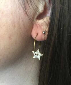Boucle d'oreilles acier couleur or rond étoile strass