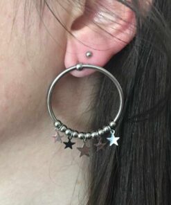 Boucle d'oreilles acier créole d'étoile