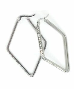 Boucle d'oreilles acier créole losange strass