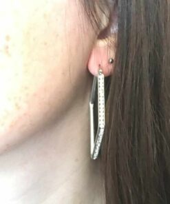 Boucle d'oreilles acier créole losange strass