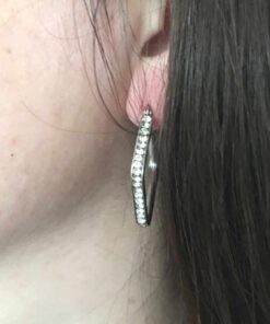 Boucle d'oreilles acier créole losange strass petite