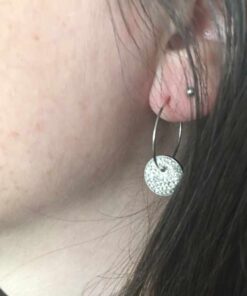 Boucle d'oreilles acier rond bouton strass