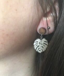 Boucle d'oreilles acier monstera