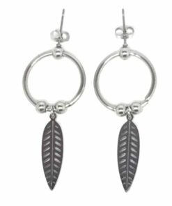 Boucle d'oreilles acier plume