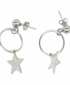 Boucle d'oreilles acier rond étoile