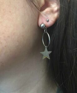 Boucle d'oreilles acier rond étoile bis