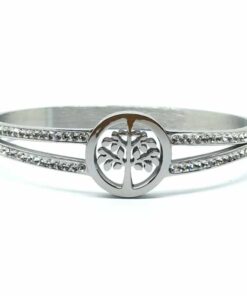 Bracelet acier arbre de vie strass