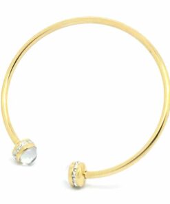 Bracelet acier couleur jaune avec boule verre et strass bis