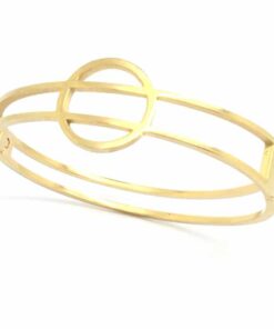 Bracelet acier couleur jaune cercle bis