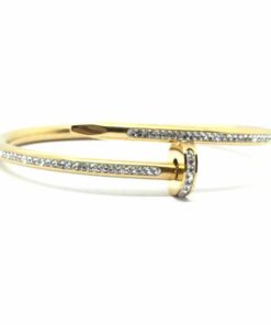 Bracelet acier couleur jaune clou strass