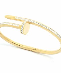 Bracelet acier couleur jaune clou strass bis