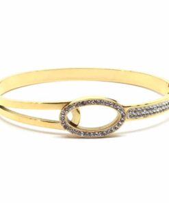 Bracelet acier couleur jaune demi strass