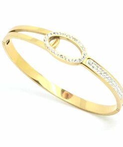Bracelet acier couleur jaune demi strass bis
