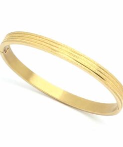 Bracelet acier couleur jaune ligne large