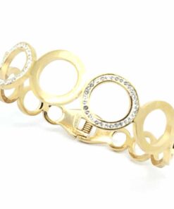 Bracelet acier couleur jaune rond strass bis alterné