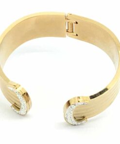 Bracelet acier couleur jaune style manchette bis