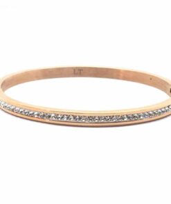 Bracelet acier couleur or rose 1 ligne strass