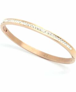 Bracelet acier couleur or rose 1 ligne strass bis