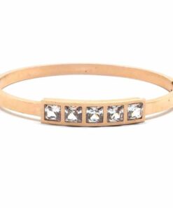 Bracelet acier couleur or rose 5 strass