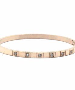 Bracelet acier couleur or rose 6 strass