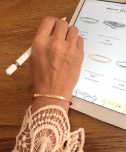Bracelet acier couleur or rose 6 strass
