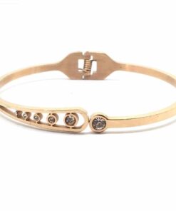 Bracelet acier couleur or rose planete strass