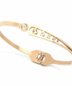 Bracelet acier couleur or rose planete strass bis