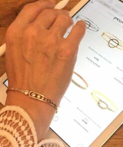 Bracelet acier couleur or rose planete strass