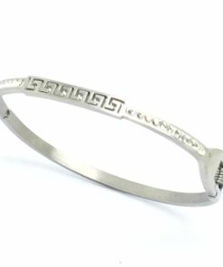 Bracelet acier signe infini grec et strass bis