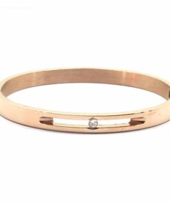 Bracelet acier couleur or rose 1 strass