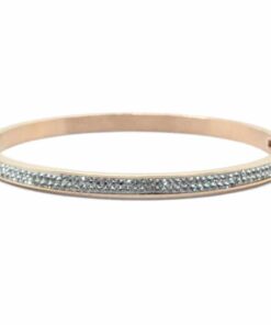 Bracelet acier couleur or rose et strass